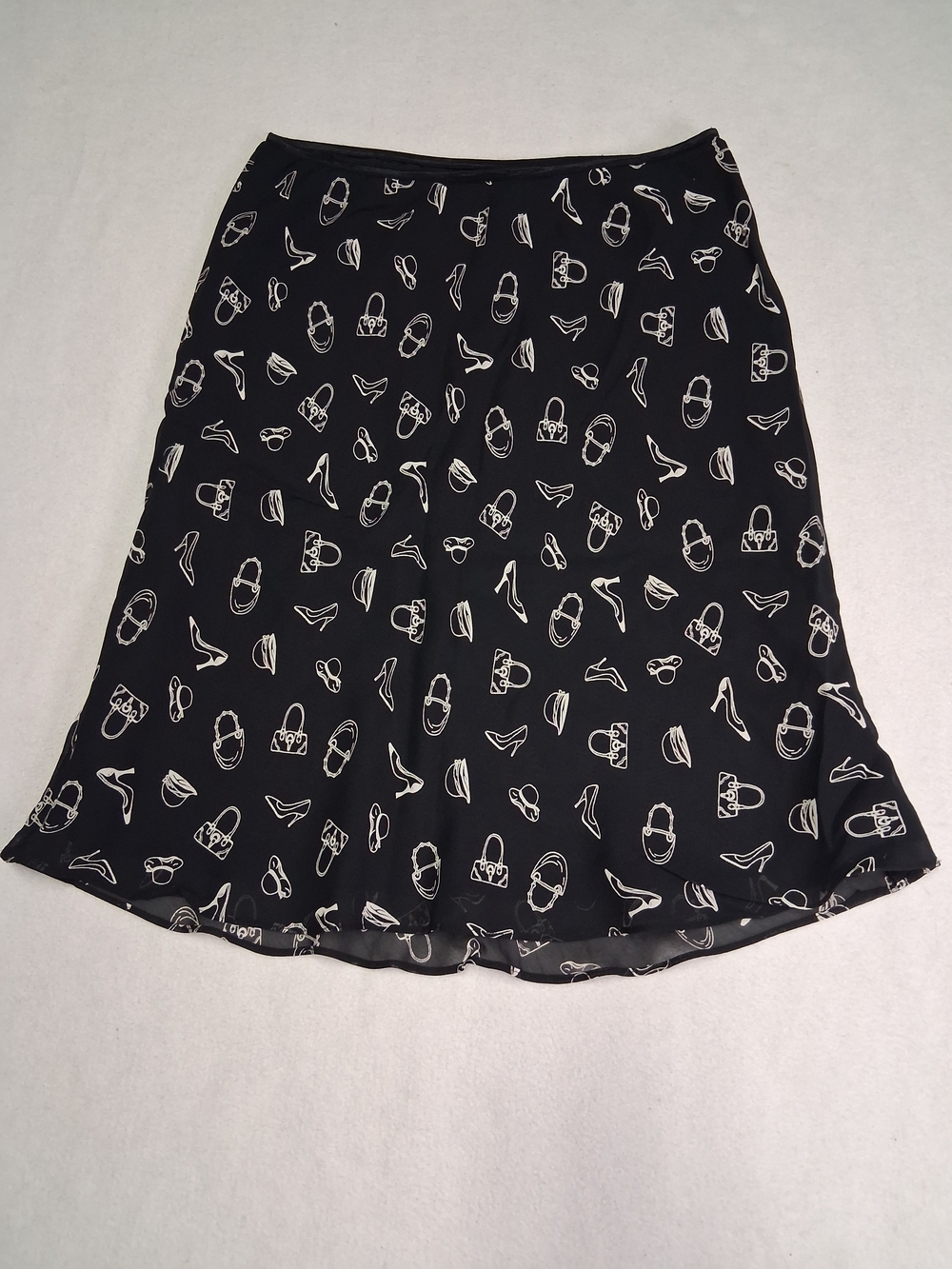 Black Printed A-Line Skirt
